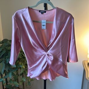 NWT Express pink short twist front top